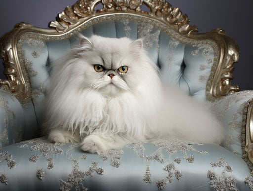 White male Persian cat, silver style, feminine sensibilities, San Francisco renaissance