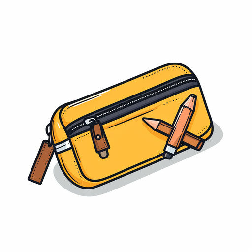 Pencil case clipart in Minimalist style, on white background