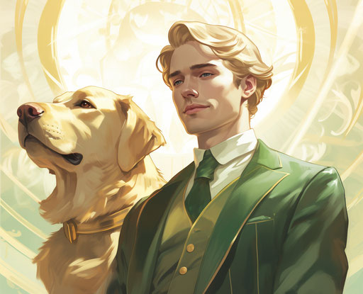 Dog lover in the style of Danish Golden Age