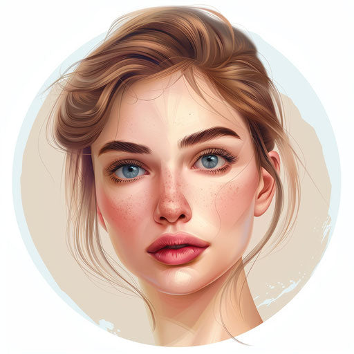 Face clipart with flat background, glossy finish and sharp edges