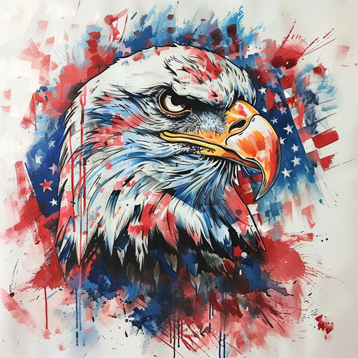 Patriotic tattoo sketch of an eagle with an American flag
