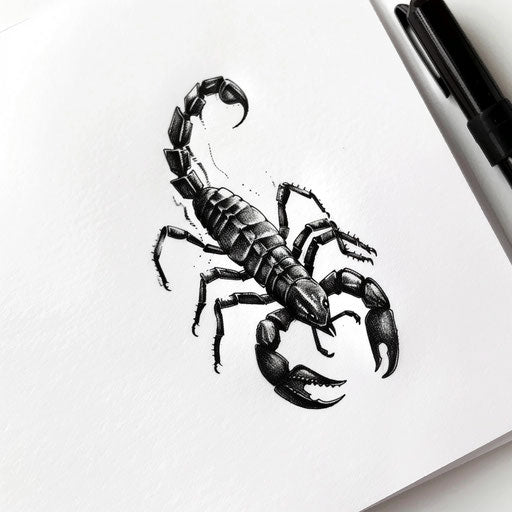 Minimalist scorpion tattoo design