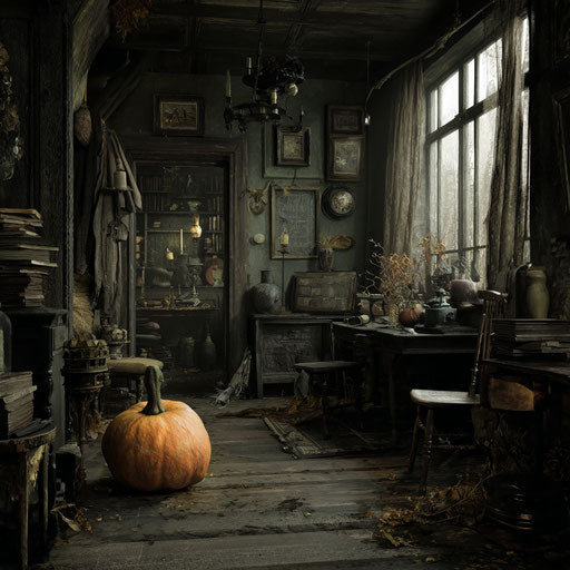 Spooky atmosphere in a forgotten magical study