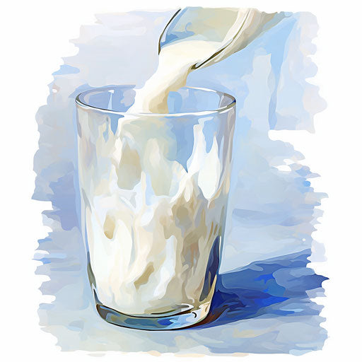 Milk clipart in the style of Impressionistic Art, on white