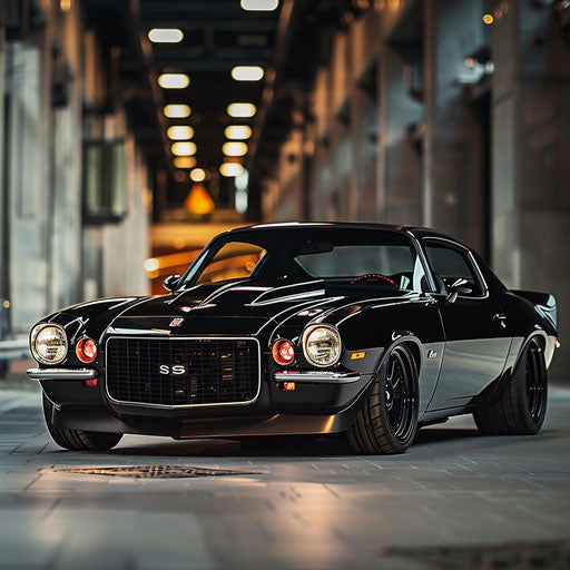 Classic Chevrolet Camaro car with modern alloy rims