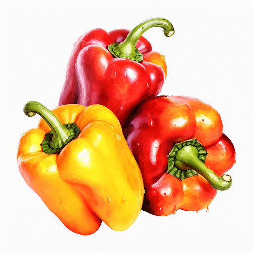 Oil painting style pepper clipart on white background