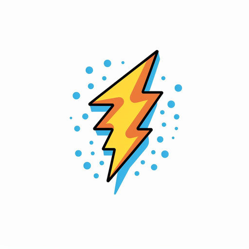 Cartoon thunder in Minimalist style, on white background