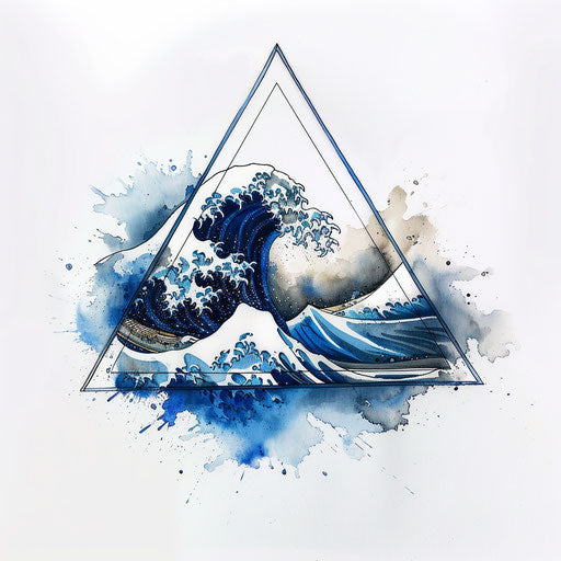 Ocean waves in a stylized triangle