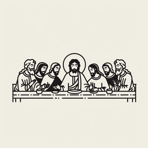 The Last Supper in minimalist style with clean lines and monochrome shades