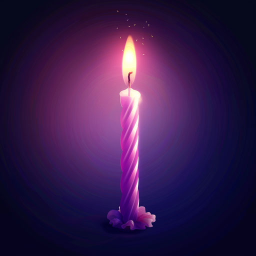 Realistic birthday candle on random flat background