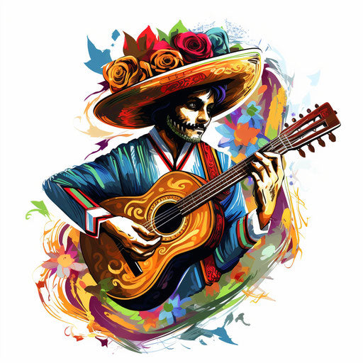 Mexican clipart in the style of Chiaroscuro Art, on a white background