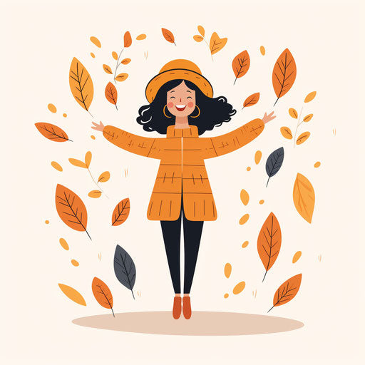 Joyful autumn illustration in Minimalist style, on white background