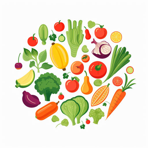 Healthy food illustration in Minimalist style on white background
