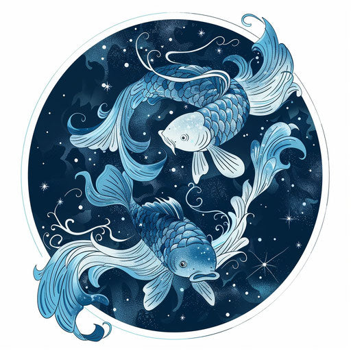 Pisces constellation with water textures and calm blues