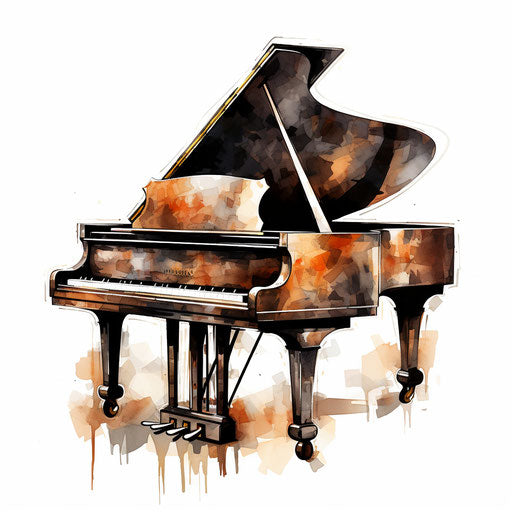 Piano clipart in the style of Oil painting