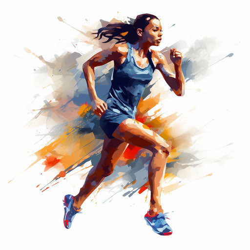 Running clipart in the style of Oil painting, on a white background