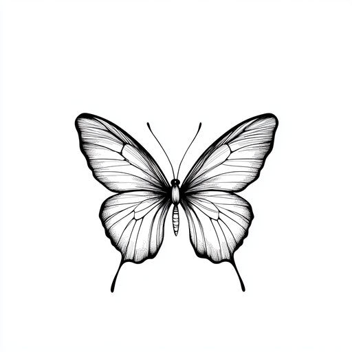 Minimalist butterfly tattoo sketch for women