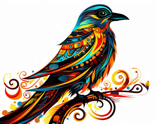 Tribal tattoos of a bird, opulent ornamentation style