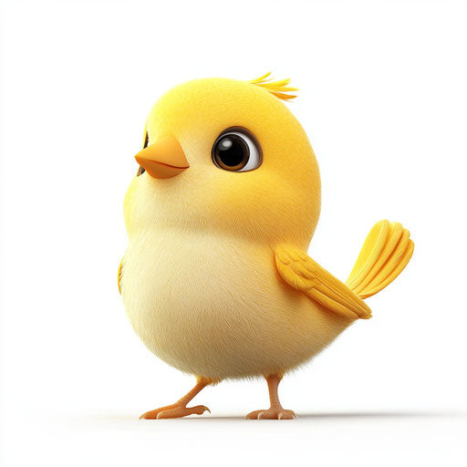 Cute 3D bird on flat white background