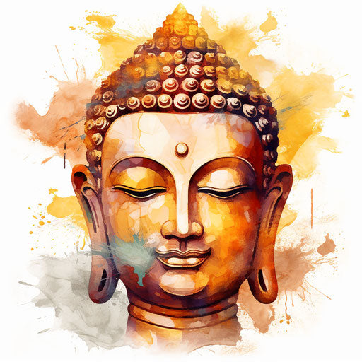 Buddha clipart in the style of Oil painting, on a white background