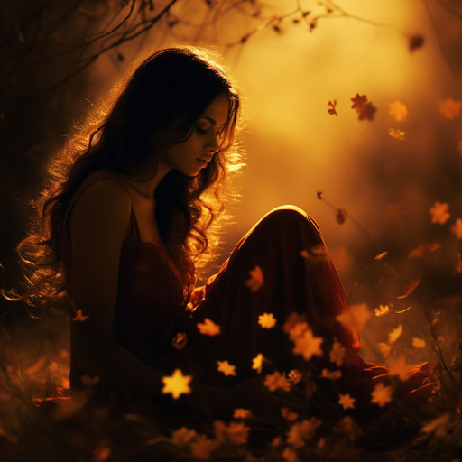 Golden light and dark maroon captivating emotional imagery