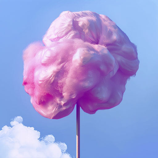 Cotton candy illustration with photo realistic style on random color background