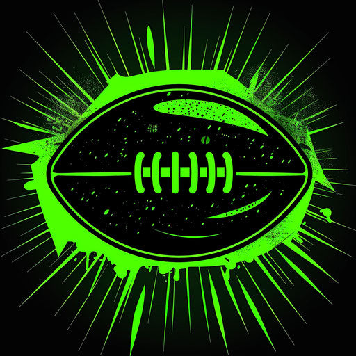 Football logo design in black and neon green with a bold background