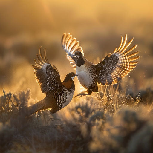 Sage grouse in courtship display, Marsel van Oosten style