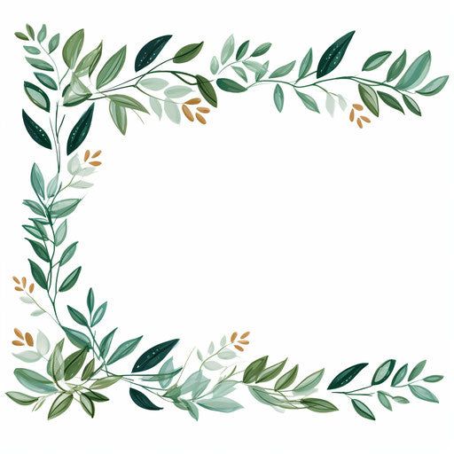 Minimalist style leaf border clipart on white background