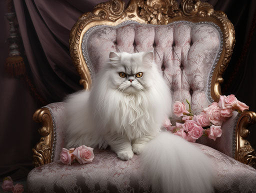 White male Persian cat, silver style, feminine sensibilities