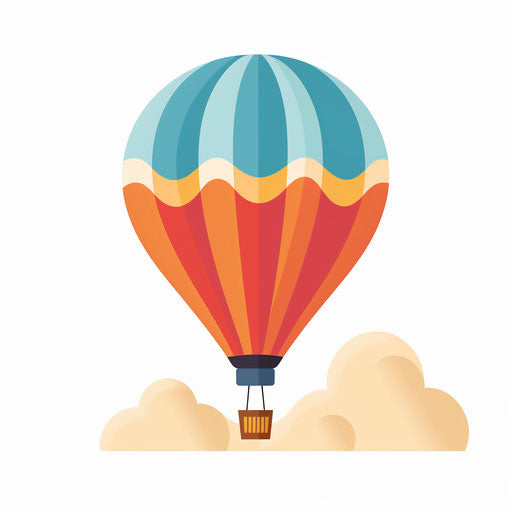 Minimalist style air balloon clipart on white background