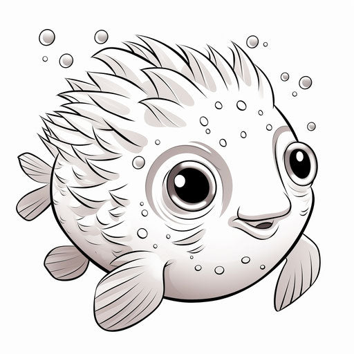 Cartoon pufferfish in creative style, high quality