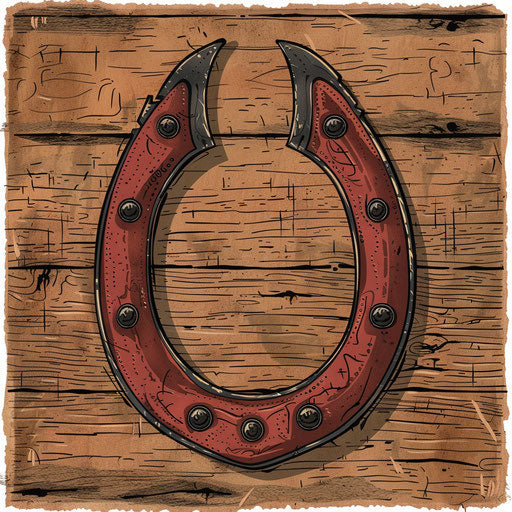 Rustic old-school clipart style flat tattoo sketch of a horseshoe