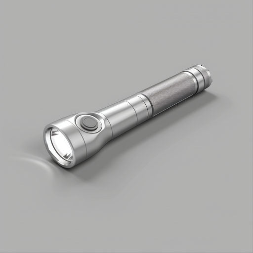 Metallic silver backdrop for a realistic flashlight