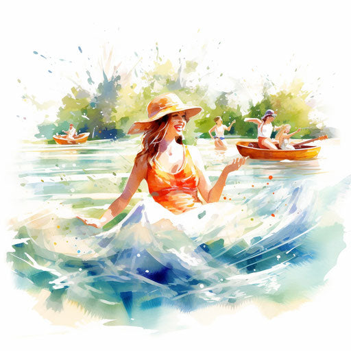 Impressionistic Art-inspired summer fun clipart on white background