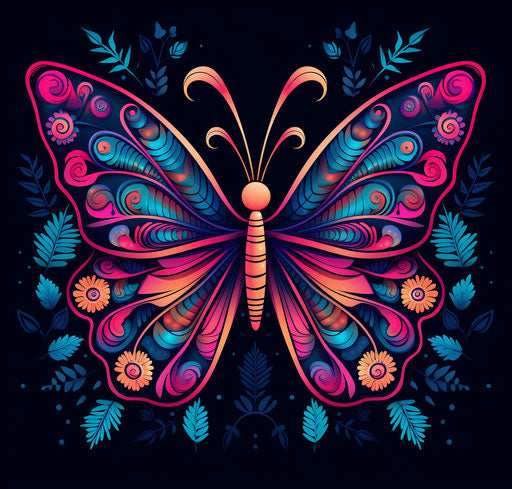 Colorful butterfly wings in vector style, mesoamerican influences