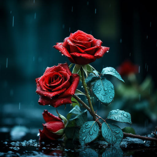 Rain roses, beautiful wallpaper