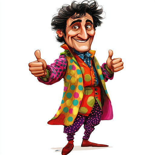 Humorous caricature of a Dante Alighieri character