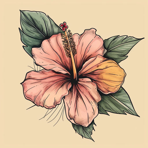 Rustic clipart style flat tattoo sketch of a Hawaiian flower