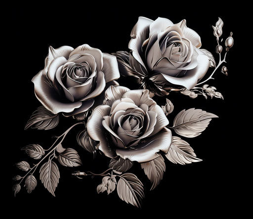 Black and white rose tattoo art