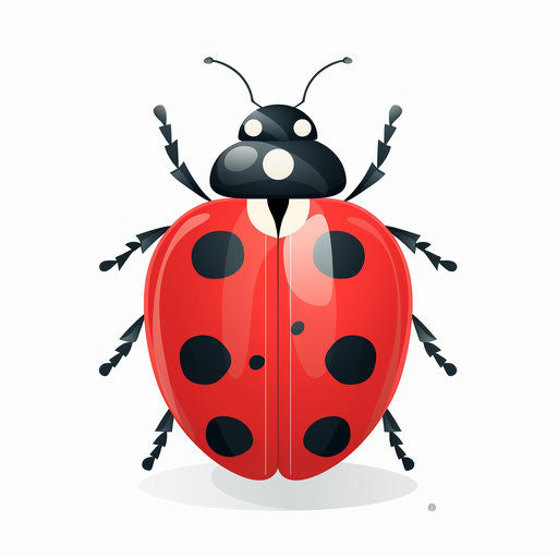 Ladybug in minimalist style on white background