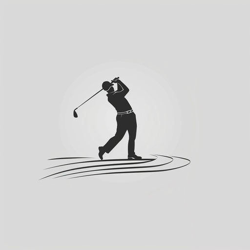 Minimalist golf logo with clean lines on light grey background