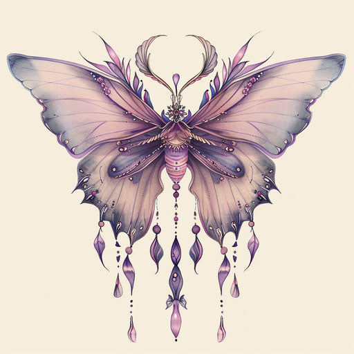 Whimsical flat tattoo sketch of a fairy-winged butterfly