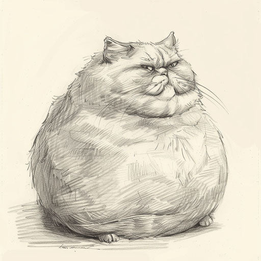 Drawing of plump cat