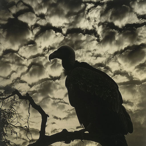 Vulture silhouette on a dramatic sky