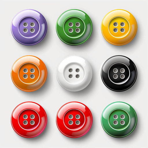 Button clipart in a photo realistic style on white flat background