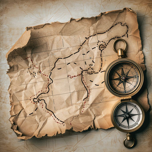 Adventurous map logo with treasure map aesthetic