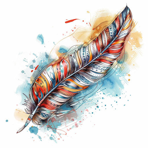 Native American inspired feather tattoo design