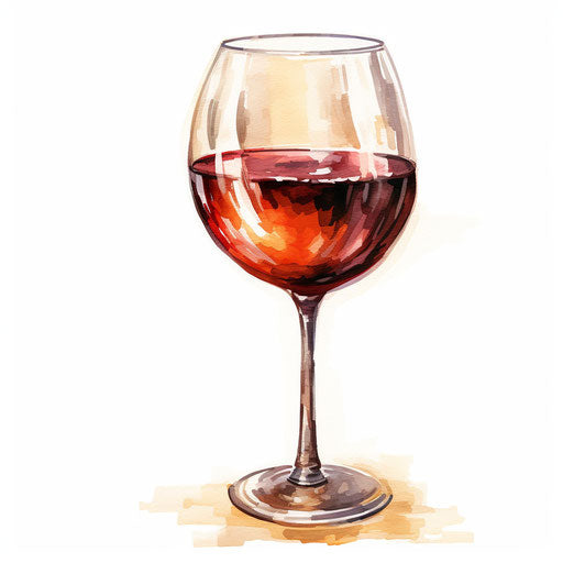 Wine glass clipart in the style of Oil painting, on a white background