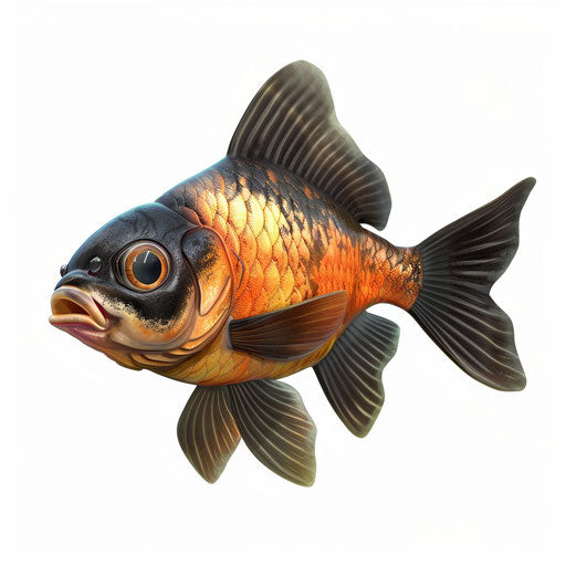 Realistic cartoon fish on flat white background